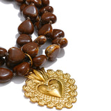 Acrylic Bead Heart Pendant Necklace