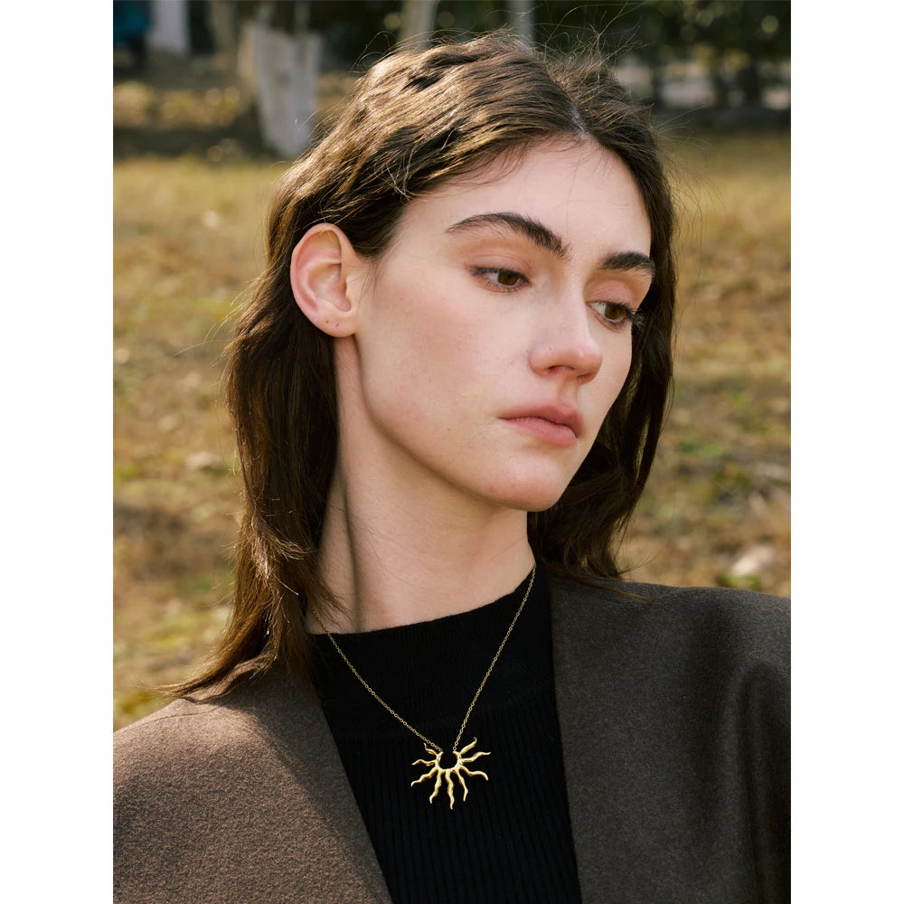 Sun Pendant Necklace – Waterproof 18K Gold Plated Necklace | Ezra Gems