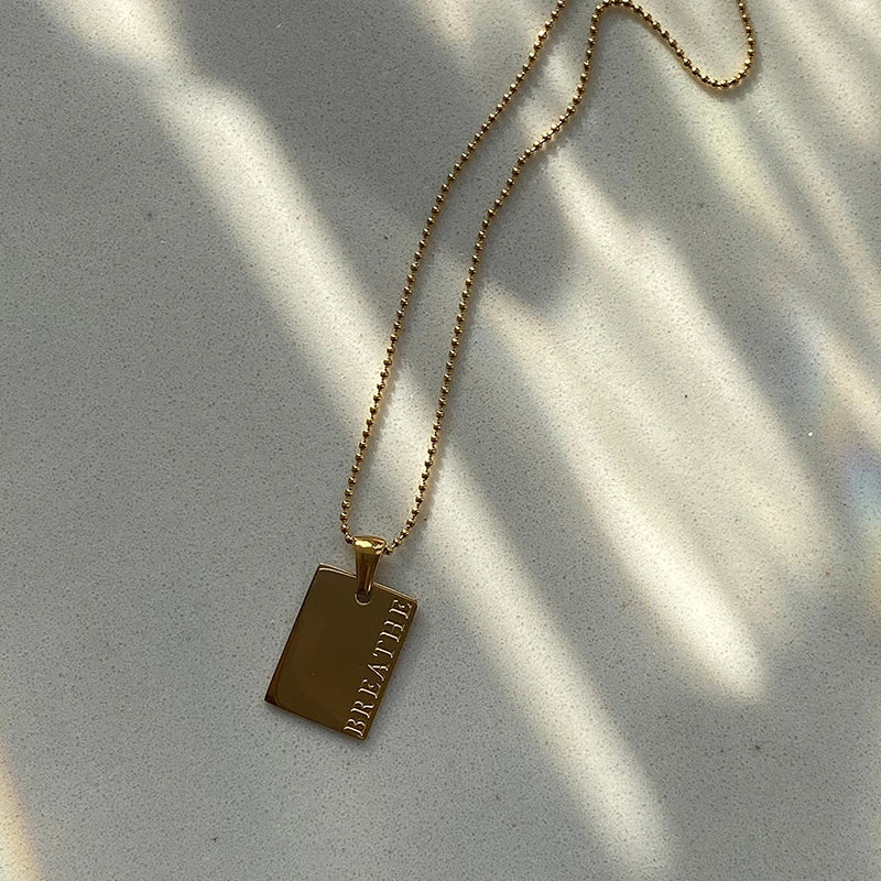Engraved Affirmation Tag Necklace – Waterproof 18K Gold Plated Necklace | Ezra Gems