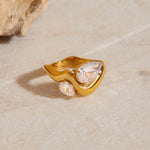 Irregular Geometric White Zircon Ring – Waterproof 18K Gold Plated Ring | Ezra Gems