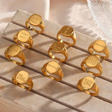 Engraved Letter Word Ring