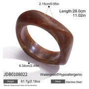 Chunky Geometric Resin Wide Bangle – Waterproof 18K Gold Plated Bracelet | Ezra Gems