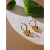 Gold heart-shaped stainless steel hoop earrings, polished finish