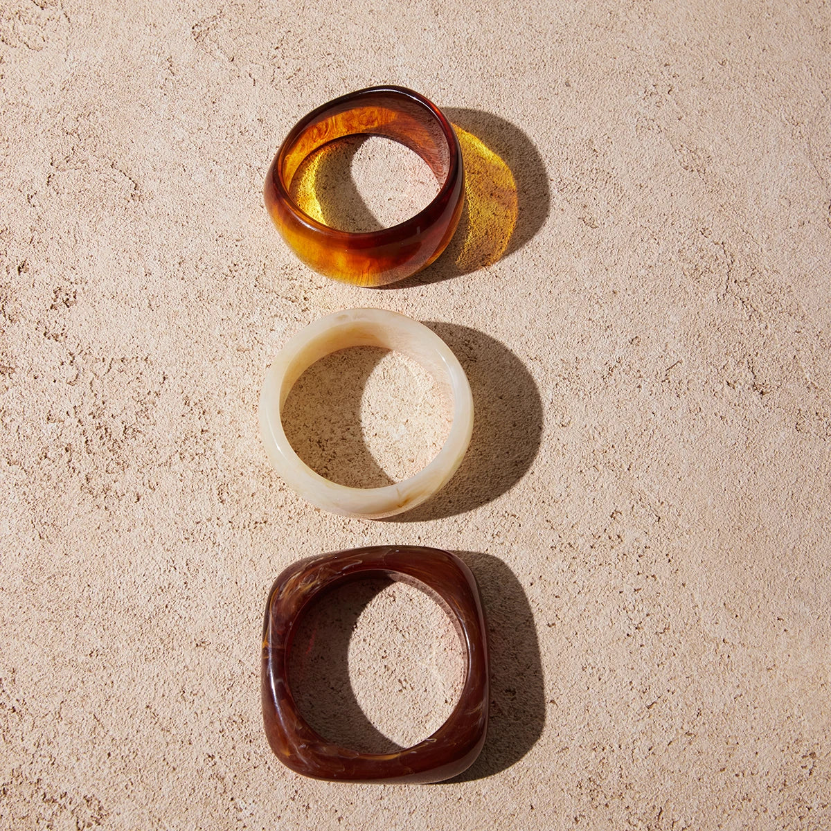 Chunky Geometric Resin Wide Bangle – Waterproof 18K Gold Plated Bracelet | Ezra Gems