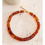 Amber Resin Bead Statement Necklace – Waterproof 18K Gold Plated Necklace | Ezra Gems