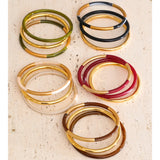 3-Circle Resin Bangle Set – Waterproof 18K Gold Plated Bracelet | Ezra Gems