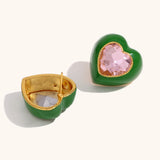 Heart Zircon Inlay Earrings – Waterproof 18K Gold Plated Earrings | Ezra Gems