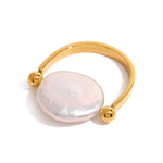 Freshwater Pearl U Shape Ring – Waterproof 18K Gold Plated Ring | Ezra Gems