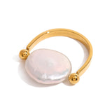 Freshwater Pearl U Shape Ring – Waterproof 18K Gold Plated Ring | Ezra Gems