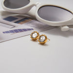Round Zirconia Gold Halo Stud Earrings – Waterproof 18K Gold Plated Earrings | Ezra Gems
