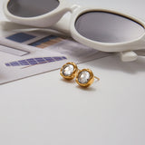 Round Zirconia Gold Halo Stud Earrings – Waterproof 18K Gold Plated Earrings | Ezra Gems