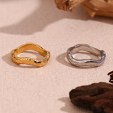 Wave Pattern Plain Band Ring – Waterproof 18K Gold Plated Ring | Ezra Gems