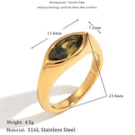 Horse Eye Zircon Signet Ring – Waterproof 18K Gold Plated Ring | Ezra Gems