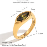 Horse Eye Zircon Signet Ring – Waterproof 18K Gold Plated Ring | Ezra Gems