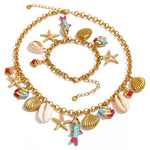 Ocean Charm Enamel Starfish Necklace & Bracelet Set — waterproof hypoallergenic stainless steel 18K gold-plated jewelry | Ezra Gems