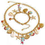 Ocean Charm Enamel Starfish Necklace — waterproof hypoallergenic stainless steel 18K gold-plated jewelry | Ezra Gems