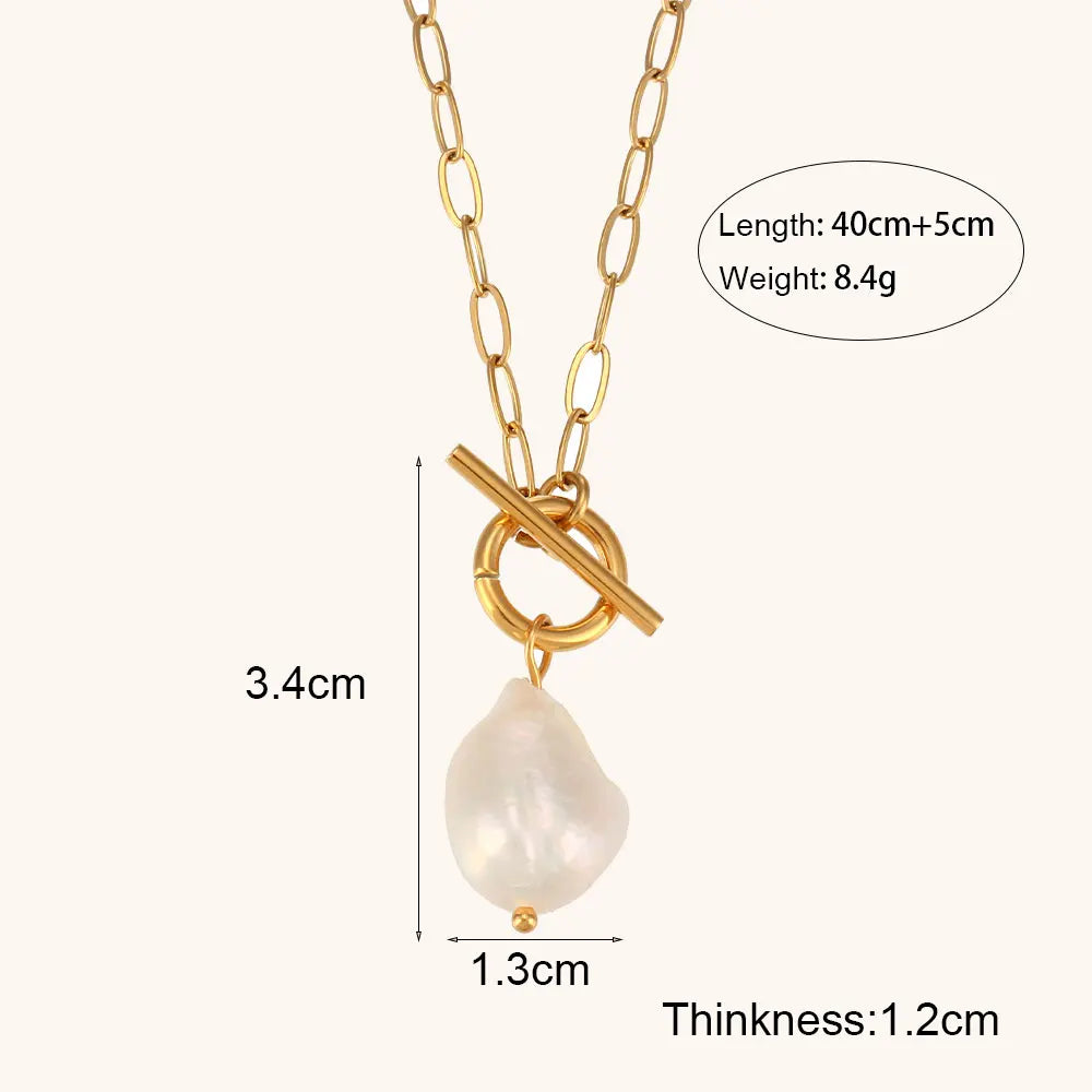 Baroque Freshwater Pearl Pendant Necklace – Waterproof 18K Gold Plated Necklace | Ezra Gems