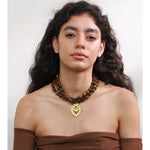 Acrylic Bead Heart Pendant Necklace – Waterproof 18K Gold Plated Necklace | Ezra Gems