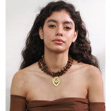 Acrylic Bead Heart Pendant Necklace – Waterproof 18K Gold Plated Necklace | Ezra Gems
