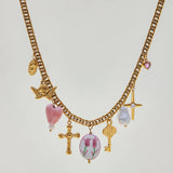 Cross Charm Cluster Necklace – Waterproof 18K Gold Plated Necklace | Ezra Gems