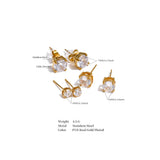 CZ Round Stud Earrings Set of 3