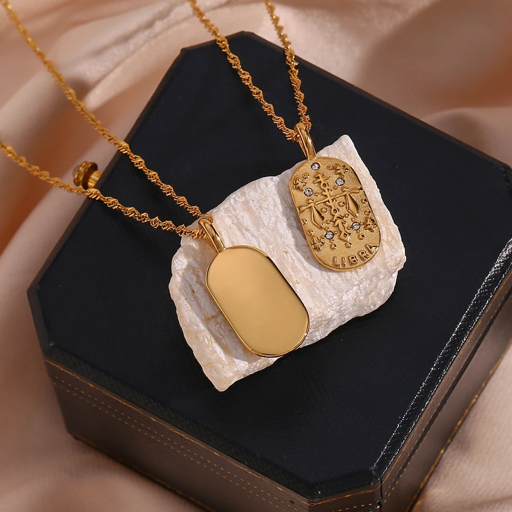 Constellation Square Pendant Necklace – Waterproof 18K Gold Plated Necklace | Ezra Gems