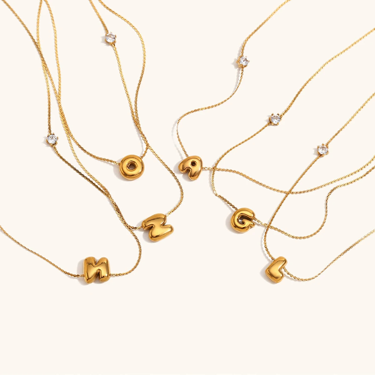 Sparkling Zircon Initial Necklace – Waterproof 18K Gold Plated Necklace | Ezra Gems