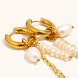 Freshwater Pearl Chain Tassel Earrings – Waterproof 18K Gold Plated Earrings | Ezra Gems