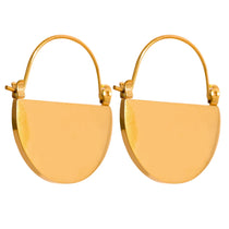 Gold-toned half-moon statement hoop earrings, minimalist design