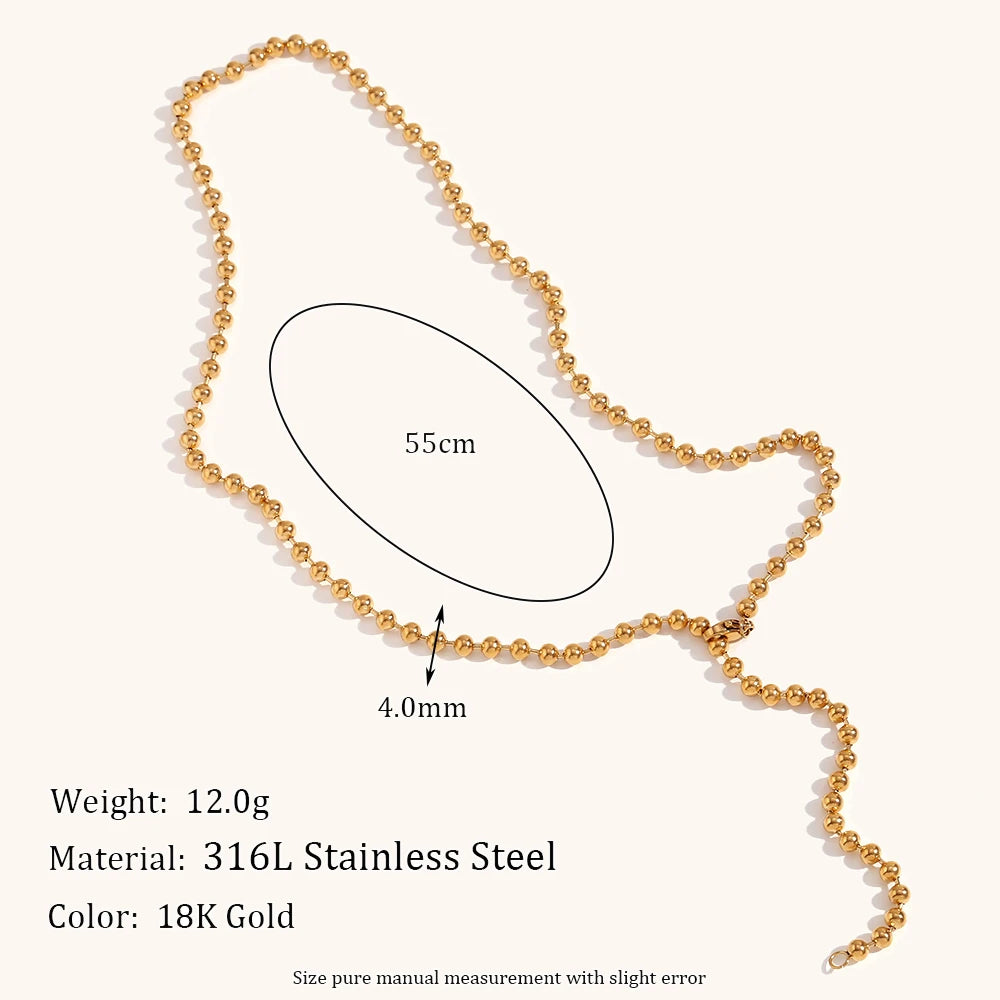 Oval Bead Clavicle Chain Necklace – Waterproof 18K Gold Plated Necklace | Ezra Gems