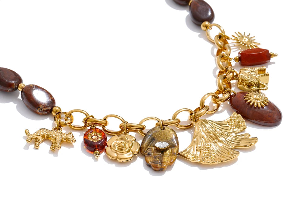 Resin Bead Sun Charm Necklace – Waterproof 18K Gold Plated Necklace | Ezra Gems