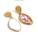 Acrylic Flower & Bird Drop Earrings