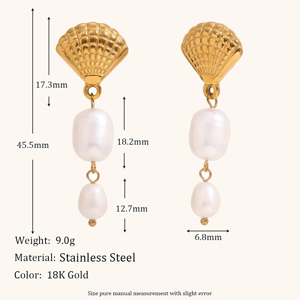 Starfish Shell Pearl Tassel Earrings – Waterproof 18K Gold Plated Earrings | Ezra Gems