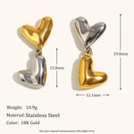 Slanted Heart Bead Edge Earrings – Waterproof 18K Gold Plated Earrings | Ezra Gems