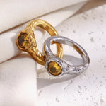 Champagne Zircon Thin Band Ring – Waterproof 18K Gold Plated Ring | Ezra Gems
