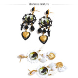 Acrylic Crystal Cat Heart Drop Earrings – Waterproof 18K Gold Plated Earrings | Ezra Gems