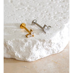 Zirconia Helix Flat Back Earring – Waterproof 18K Gold Plated Earring | Ezra Gems