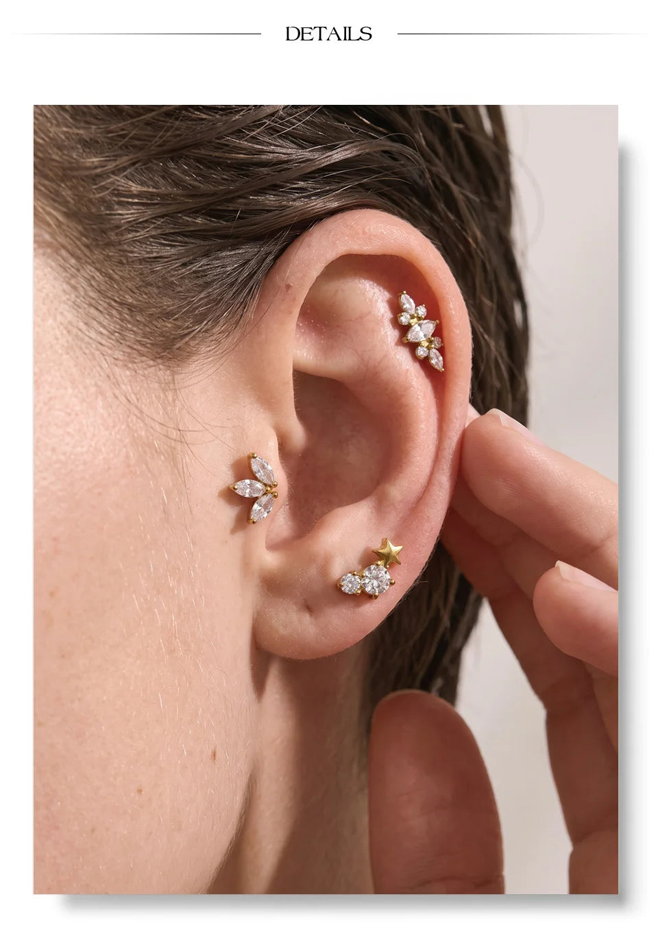 Shiny Cubic Zirconia Flat Back Earring – Waterproof 18K Gold Plated Earring | Ezra Gems