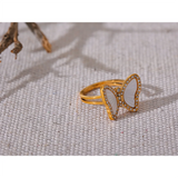 Butterfly Shell Ring - Natural Inlay Design