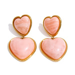 Sweet Acrylic Resin Heart Drop Earrings – Waterproof 18K Gold Plated Earrings | Ezra Gems