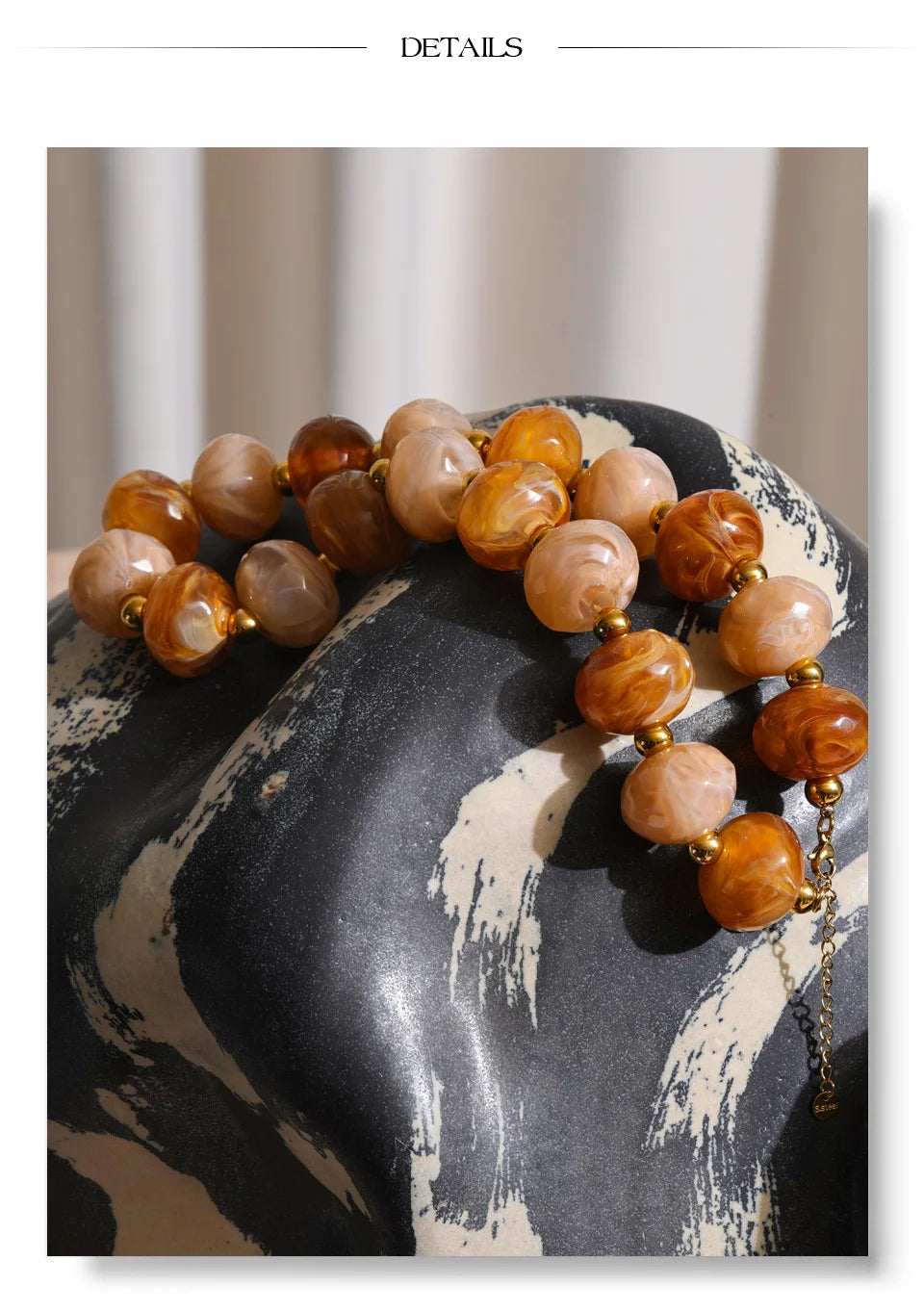 Chunky Resin Round Bead Necklace – Waterproof 18K Gold Plated Necklace | Ezra Gems