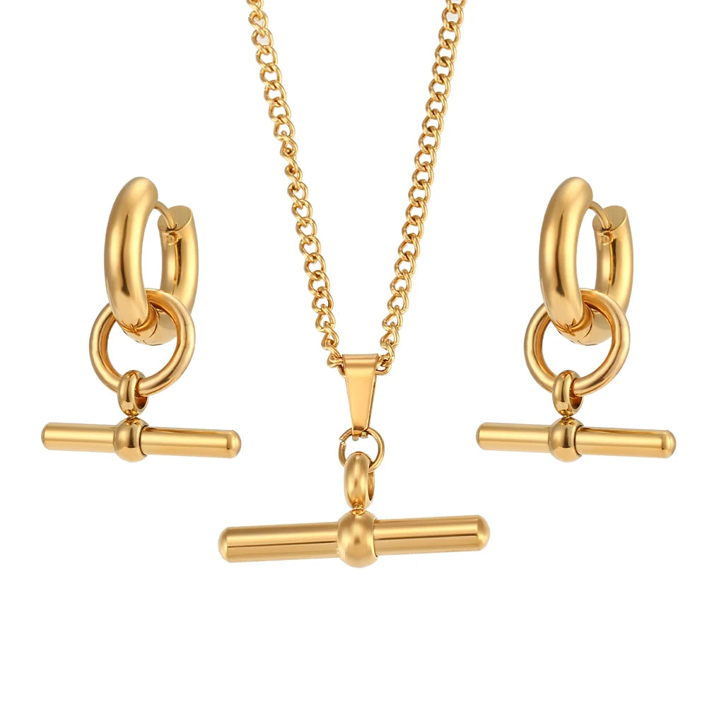 Minimalist T-Bar Pendant Necklace – Waterproof 18K Gold Plated Necklace | Ezra Gems