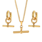Minimalist T-Bar Pendant Necklace – Waterproof 18K Gold Plated Necklace | Ezra Gems