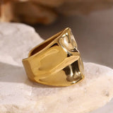 Hammered Texture Wide Open Ring – Waterproof 18K Gold Plated Ring | Ezra Gems