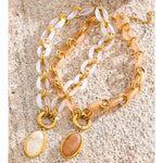 Resin Oval Pendant Chain Necklace – Waterproof 18K Gold Plated Necklace | Ezra Gems