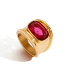 Pink Zirconia Wide Band Ring – Waterproof 18K Gold Plated Ring | Ezra Gems