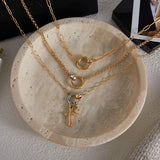 Circle Cross Pendant Necklace – Waterproof 18K Gold Plated Necklace | Ezra Gems