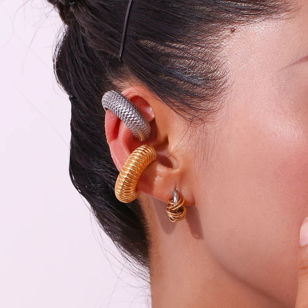Mini Wrap Line C Hoop Earrings – Waterproof 18K Gold Plated Earrings | Ezra Gems