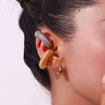Mini Wrap Line C Hoop Earrings – Waterproof 18K Gold Plated Earrings | Ezra Gems
