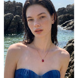 Red Resin Water Drop Pendant Necklace – Waterproof 18K Gold Plated Necklace | Ezra Gems